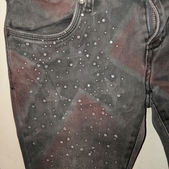 SEQUINED REBEL FLAG BLACK JEANS - Picture 3 of 4